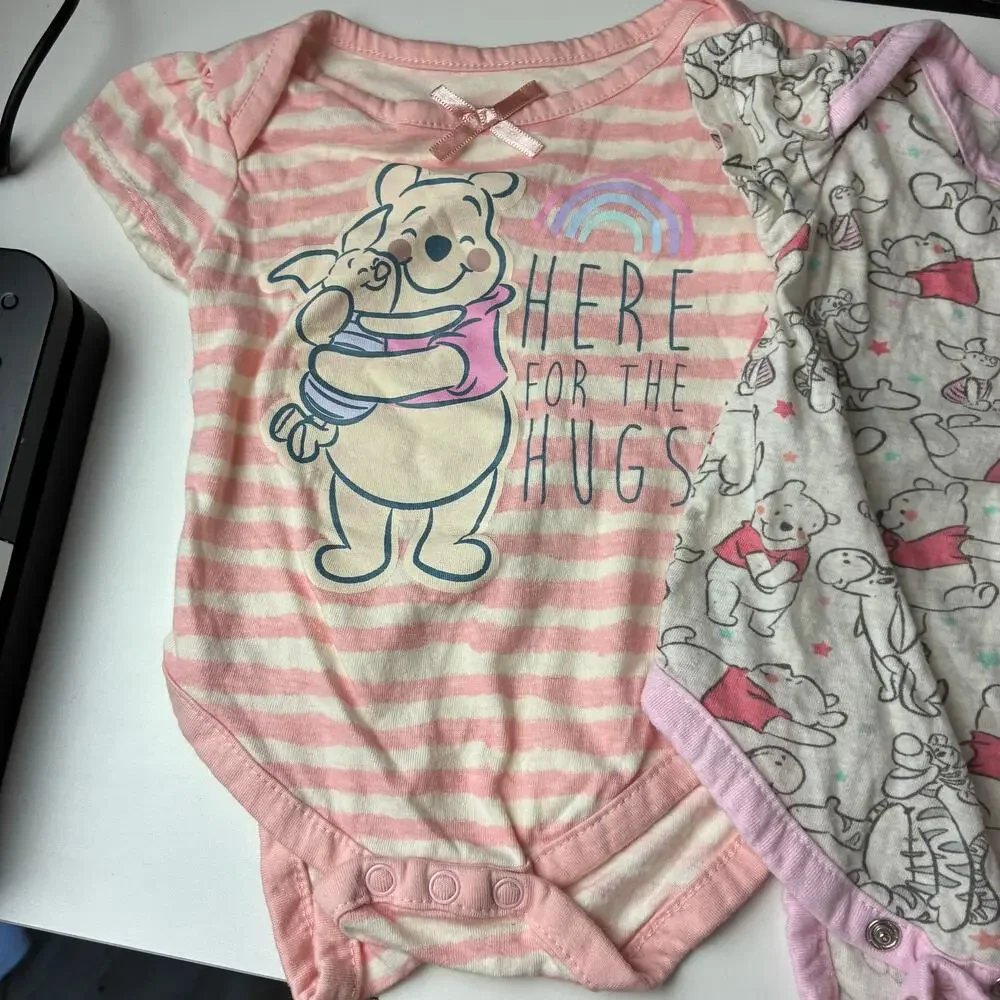 Disney Baby Girl Winnie The Pooh Short Sleeve Bodysuits Lot of 2 Size 3-6mo Pink